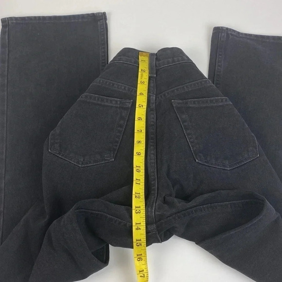 Black dark wash high rise 70’s casual flared leg pull on jeans size - Picture 9 of 16